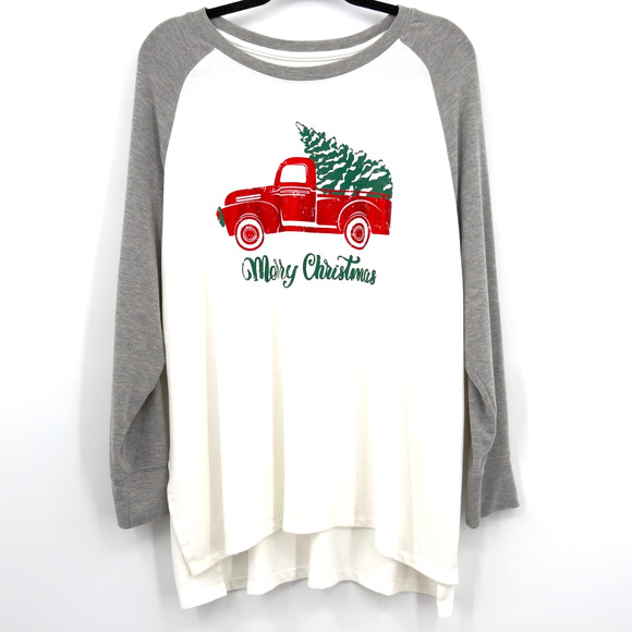 State of Mine Tops - Merry Christmas Lightweight Sweatshirt Women's 2XL Holiday Season Vintage Truck